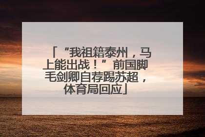 “我祖籍泰州，马上能出战！”前国脚毛剑卿自荐踢苏超，体育局回应