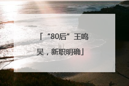 “80后”王鸣昊，新职明确