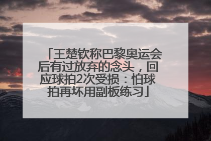 王楚钦称巴黎奥运会后有过放弃的念头，回应球拍2次受损：怕球拍再坏用副板练习