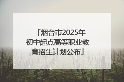 烟台市2025年初中起点高等职业教育招生计划公布