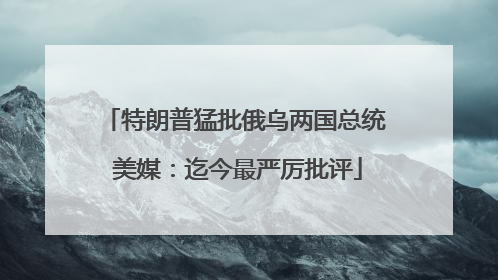 特朗普猛批俄乌两国总统 美媒：迄今最严厉批评