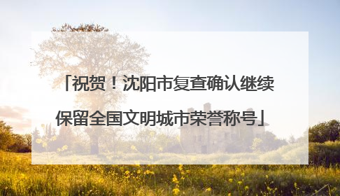 祝贺！沈阳市复查确认继续保留全国文明城市荣誉称号