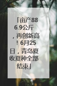 亩产886.9公斤，再创新高！6月25日，青岛夏收夏种全部结束