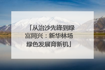 从治沙先锋到绿富同兴：新华林场绿色发展育新机