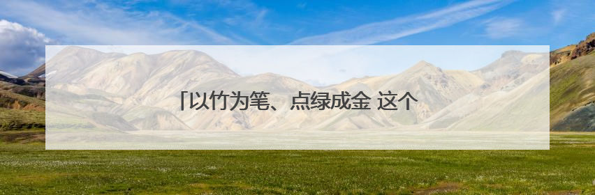 以竹为笔、点绿成金 这个乡镇交出了他们的共富答卷