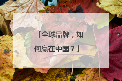 全球品牌，如何赢在中国？