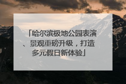 哈尔滨极地公园表演、景观重磅升级，打造多元假日新体验