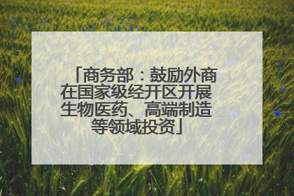 商务部：鼓励外商在国家级经开区开展生物医药、高端制造等领域投资