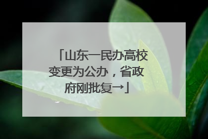 山东一民办高校变更为公办，省政府刚批复→