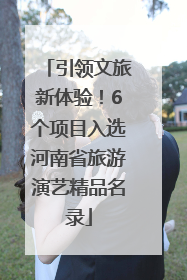 引领文旅新体验！6个项目入选河南省旅游演艺精品名录