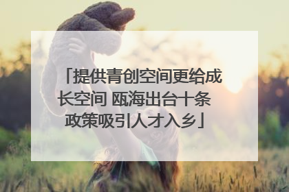 提供青创空间更给成长空间 瓯海出台十条政策吸引人才入乡