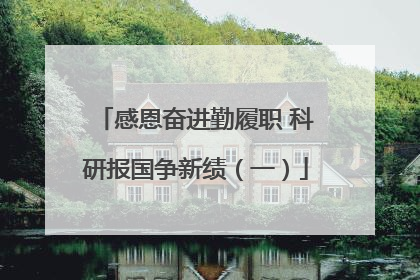 感恩奋进勤履职 科研报国争新绩（一）