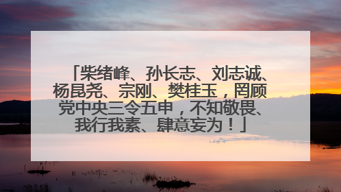 柴绪峰、孙长志、刘志诚、杨昆尧、宗刚、樊桂玉，罔顾党中央三令五申，不知敬畏、我行我素、肆意妄为！