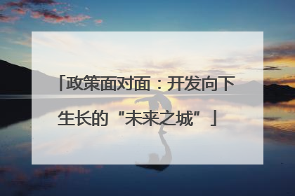 政策面对面：开发向下生长的“未来之城”