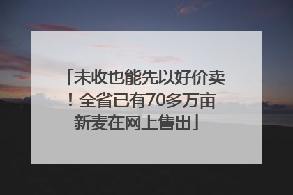 未收也能先以好价卖！全省已有70多万亩新麦在网上售出