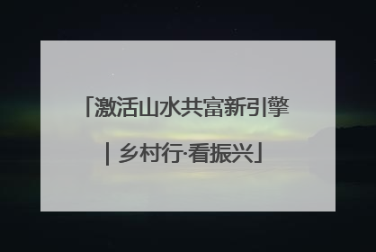激活山水共富新引擎｜乡村行·看振兴