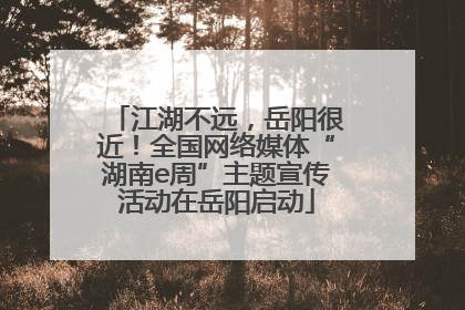 江湖不远，岳阳很近！全国网络媒体“湖南e周”主题宣传活动在岳阳启动