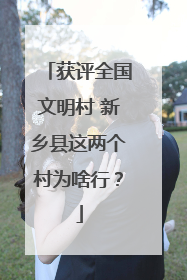 获评全国文明村 新乡县这两个村为啥行？
