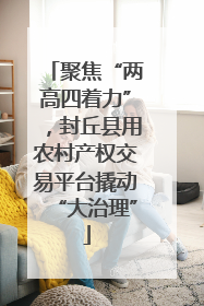 聚焦“两高四着力”，封丘县用农村产权交易平台撬动“大治理”