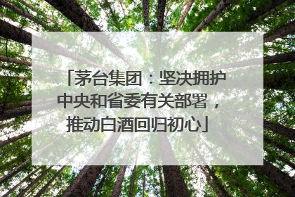 茅台集团：坚决拥护中央和省委有关部署，推动白酒回归初心