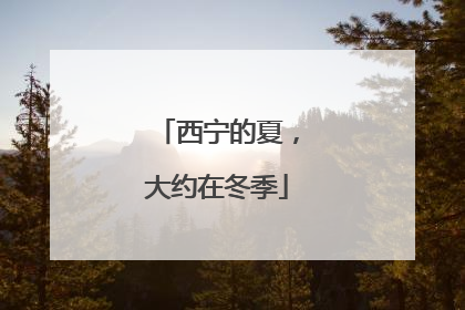 西宁的夏，大约在冬季