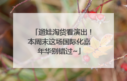 遛娃淘货看演出！本周末这场国际化嘉年华别错过~