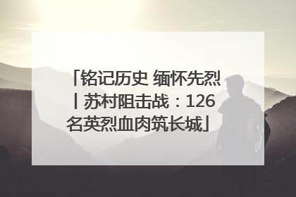 铭记历史 缅怀先烈丨苏村阻击战：126名英烈血肉筑长城