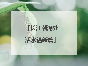长江潮涌处 活水谱新篇