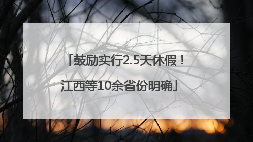 鼓励实行2.5天休假！江西等10余省份明确
