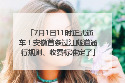 7月1日11时正式通车！安徽首条过江隧道通行规则、收费标准定了